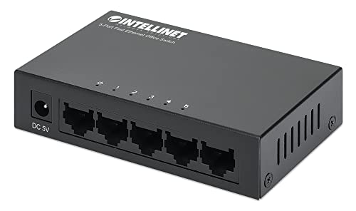 Intellinet 5 -Port Fast Ethernet מתג - Splitter Ethernet - לא מנוהל | Plug & Plug | דיור מתכת עמיד - לרכזת רשת מחשב, שולחן עבודה - אחריות לשלוש שנים - 523301